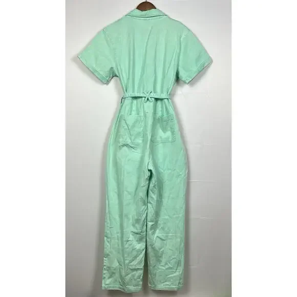 NWT Skies Are Blue Kendall Utility Jumpsuit Green Mint Sz L - Picture 9 of 9